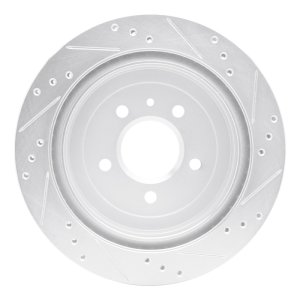 Cadillac ATS Brake Rotor (1) - Rear Left - R1 Concepts - Drilled & Slotted - Silver - `13-`19